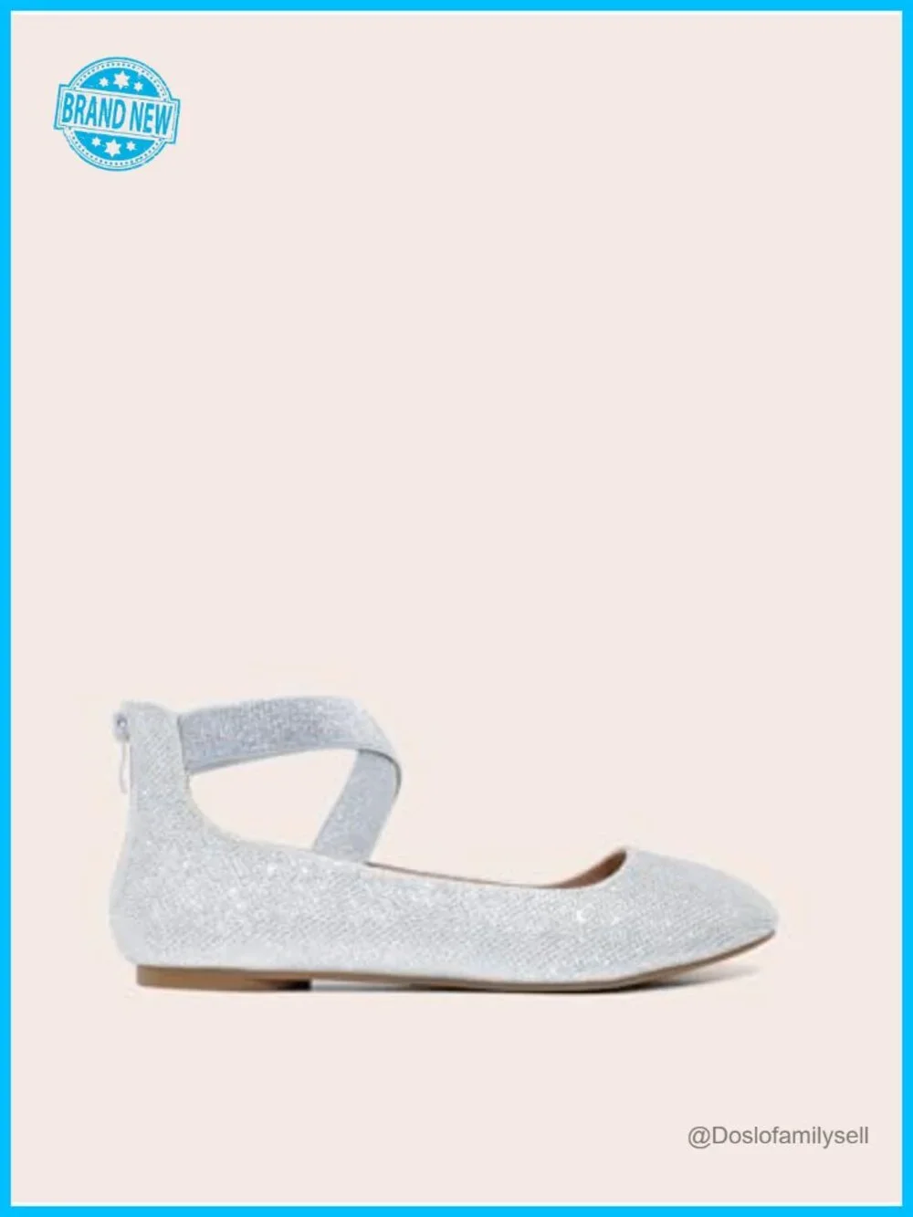Ankle Strap Ballet Flats with Crossover Strap & Back Zipper